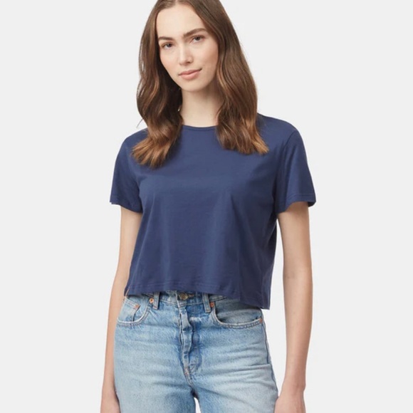 Tentree Navy Blue Cropped T-Shirt - Picture 4 of 5